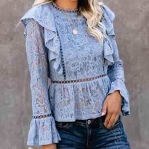 Light Blue Lace Blouse